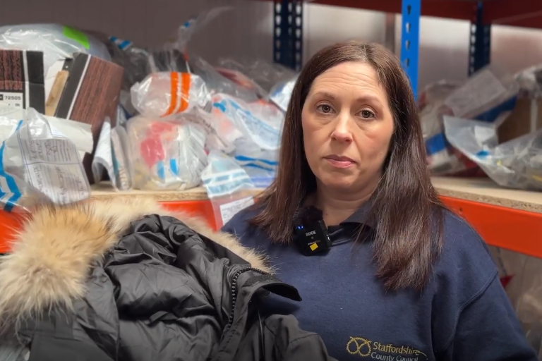 Laura Burgess with counterfeit goods