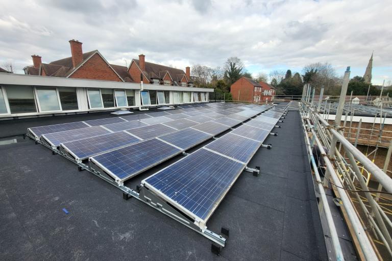 solar panels on roof at Wombourne library 1