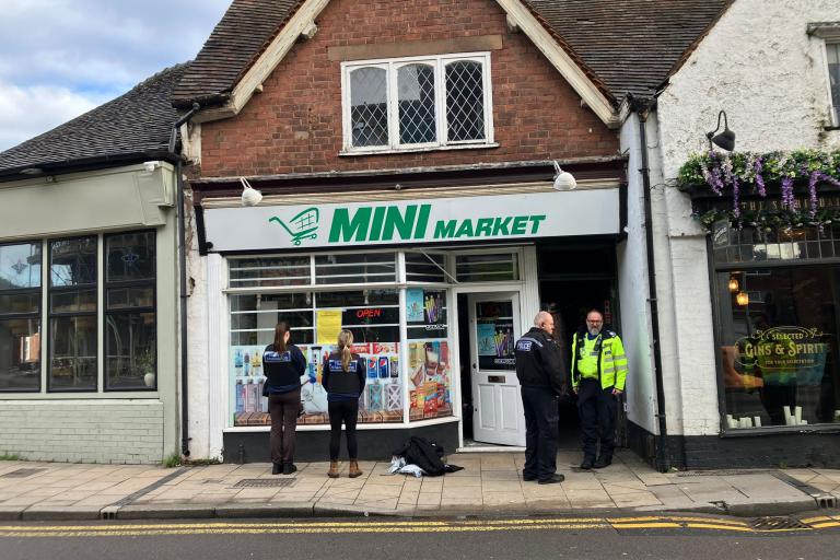 Lichfield shop with police outside