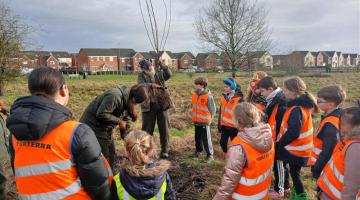Pye Green Academy pupils learning how to plant trees