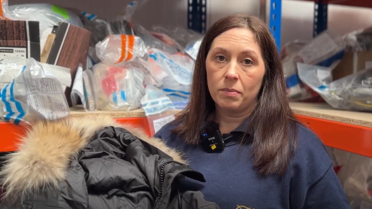 Laura Burgess with counterfeit goods