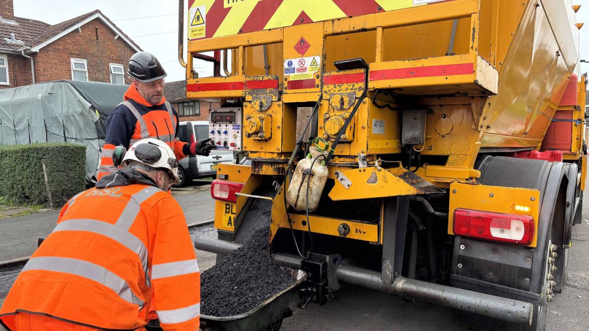 Highways workers working