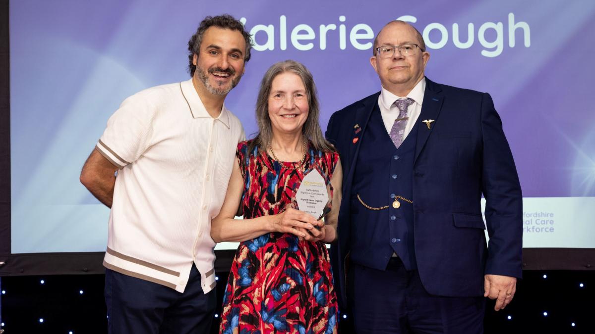 Martin Rogerson with 2025 winner and host of Dignity in Care Awards