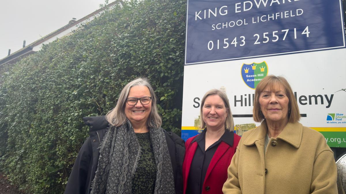janet higgins with headteacher and governor of St Leonards